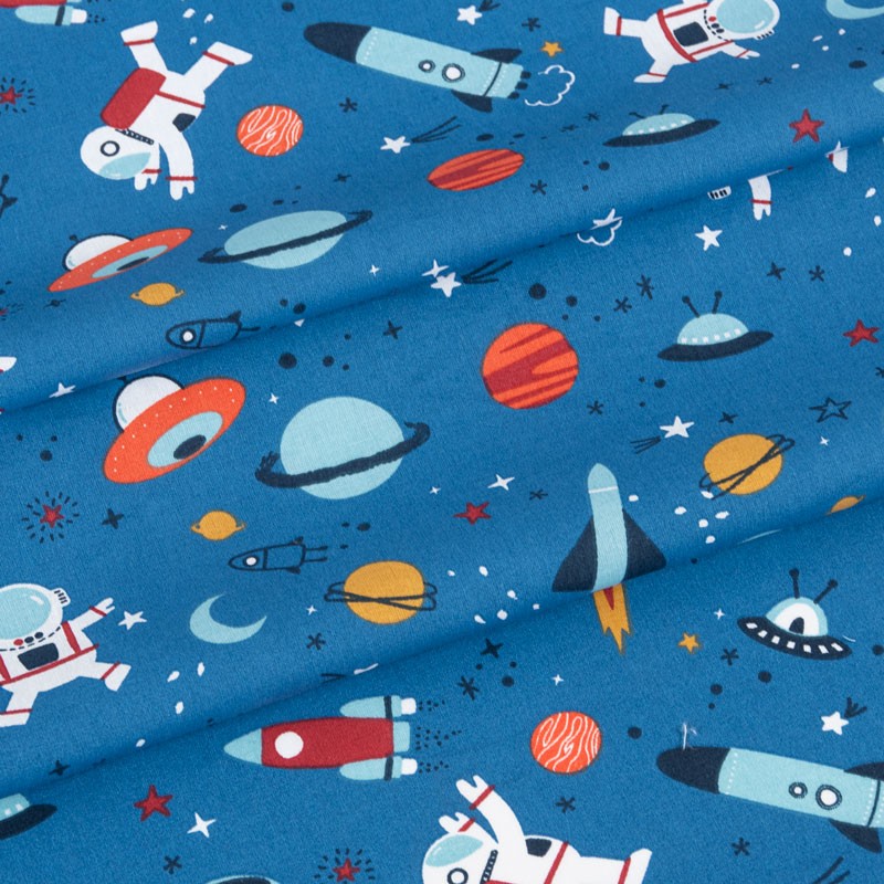 Tissu-coton-BIO-bleu-astronaute