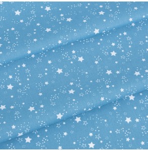 Tissu-coton-BIO-bleu-clair-étoile