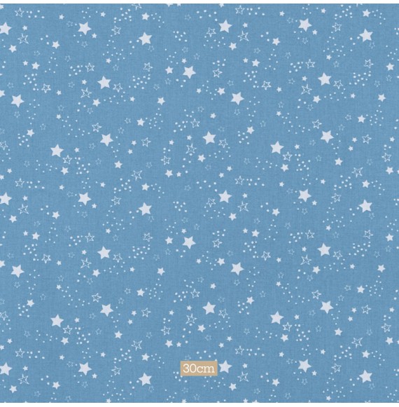 Tissu coton BIO bleu clair étoile