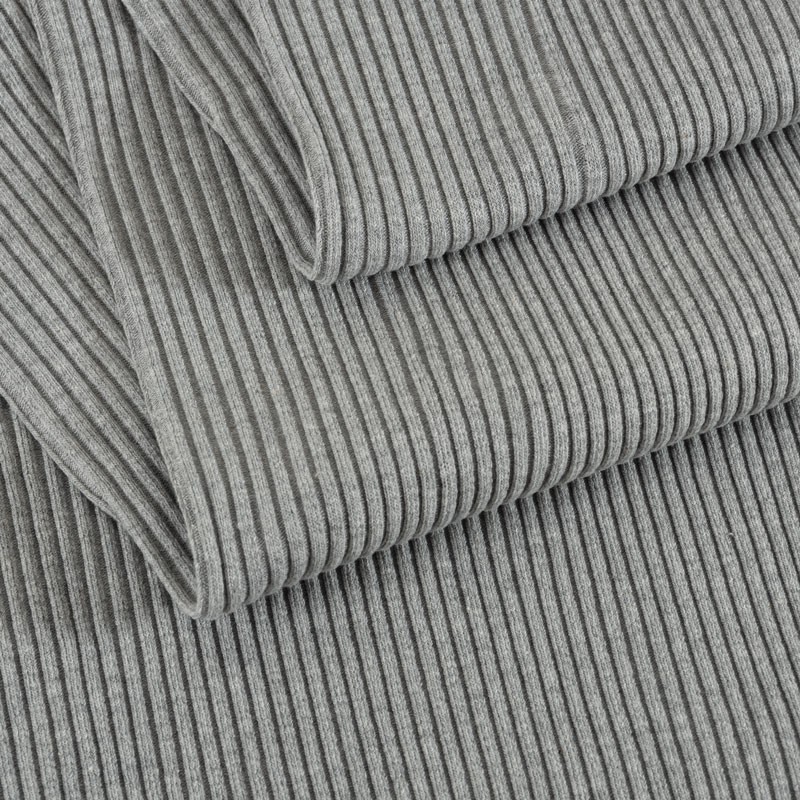 Tissu-bord-côte-tubulaire-épais-gris-chiné