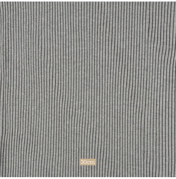 Tissu bord côte tubulaire épais gris chiné