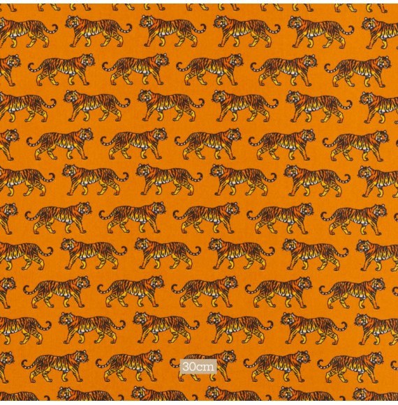 Tissu coton enduit orange tigre