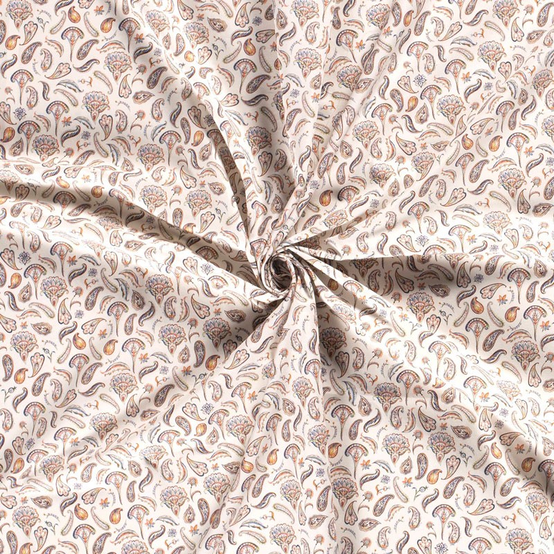 Tissu-coton-bio-blanc-cassé-motif-cachemire