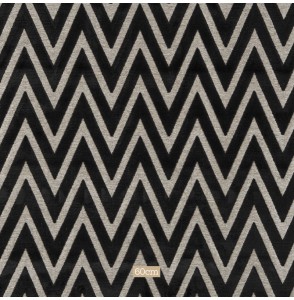 Tissu velours ameublement gris zigzag noir