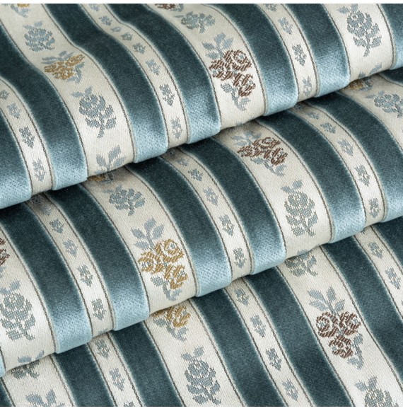 Tissu-velours-ameublement-ligné-bleu-look-vintage