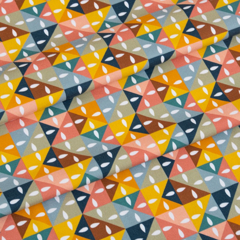 Jerseystof-in-katoen-met-driehoekjes-multicolor