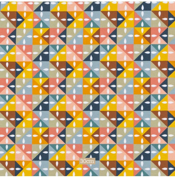 Tissu jersey coton triangles multicolores