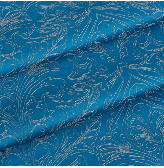 Jacquardstof-katoen-linnen-blauw