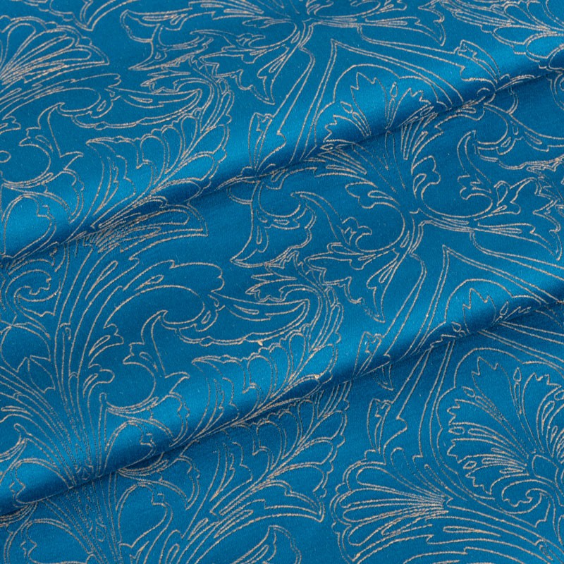 Tissu-jacquard-coton-lin-bleu
