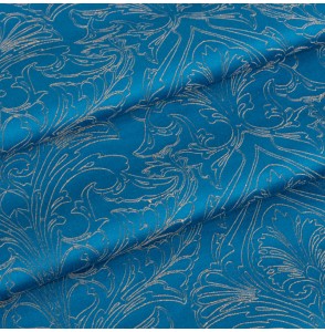 Tissu-jacquard-coton-lin-bleu