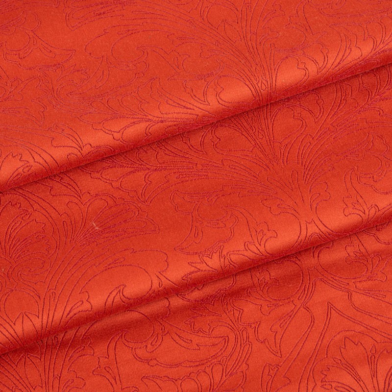 Tissu-jacquard-coton-lin-rouge