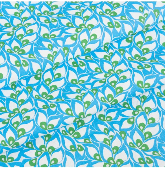 Tissu-coton-blanc-motif-bleu-vert
