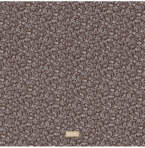 Tissu coton marron motif kashmircachemire