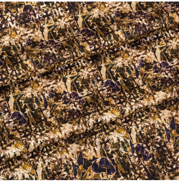 Tissu-coton-motif-ethnique-brun