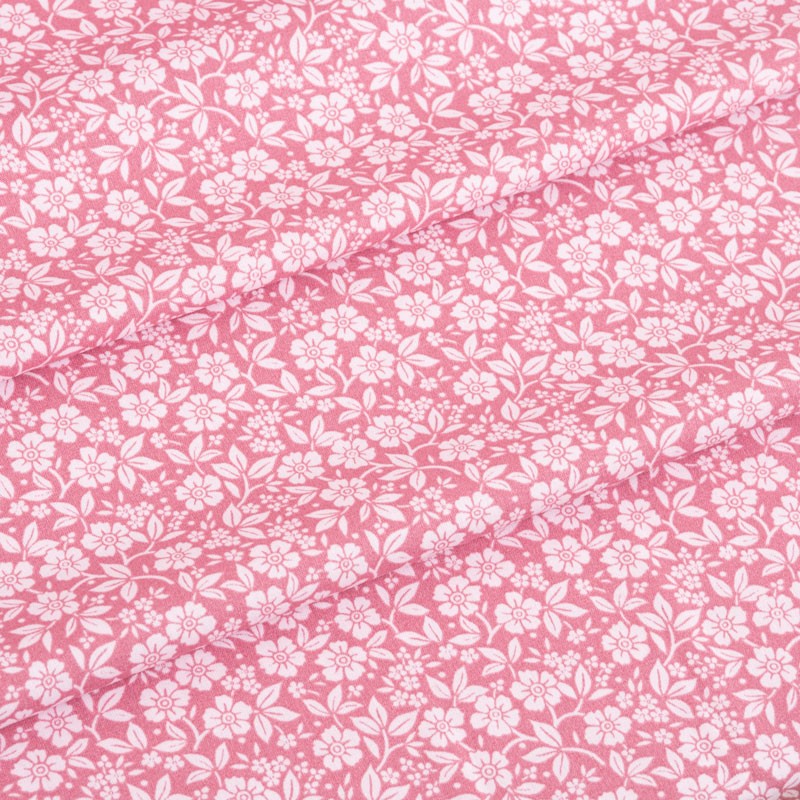 Tissu-coton-rose-fleuri