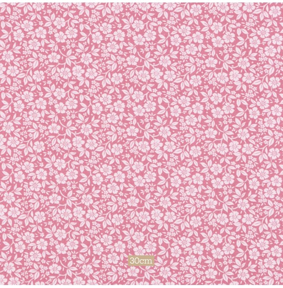 Tissu coton rose fleuri