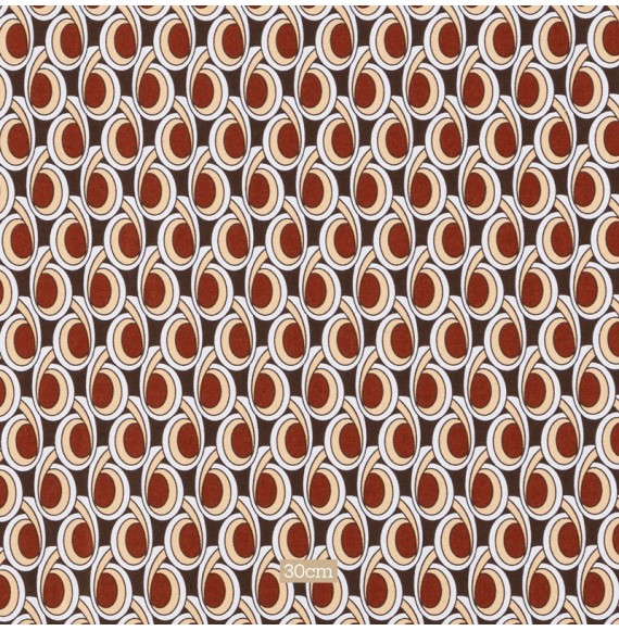 Tissu coton géométrique vintage brun