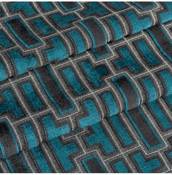Tissu-velours-ameublement-géométrique-bleu