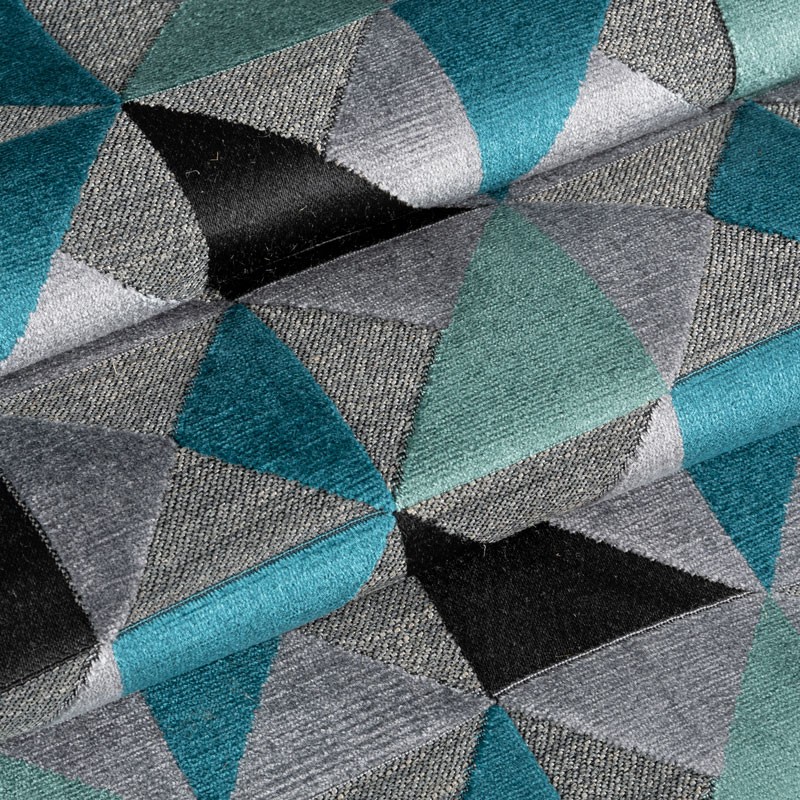 Fluwelen-stof-voor-zetelbekleding-met-driehoek-blauw-grijs-zwart