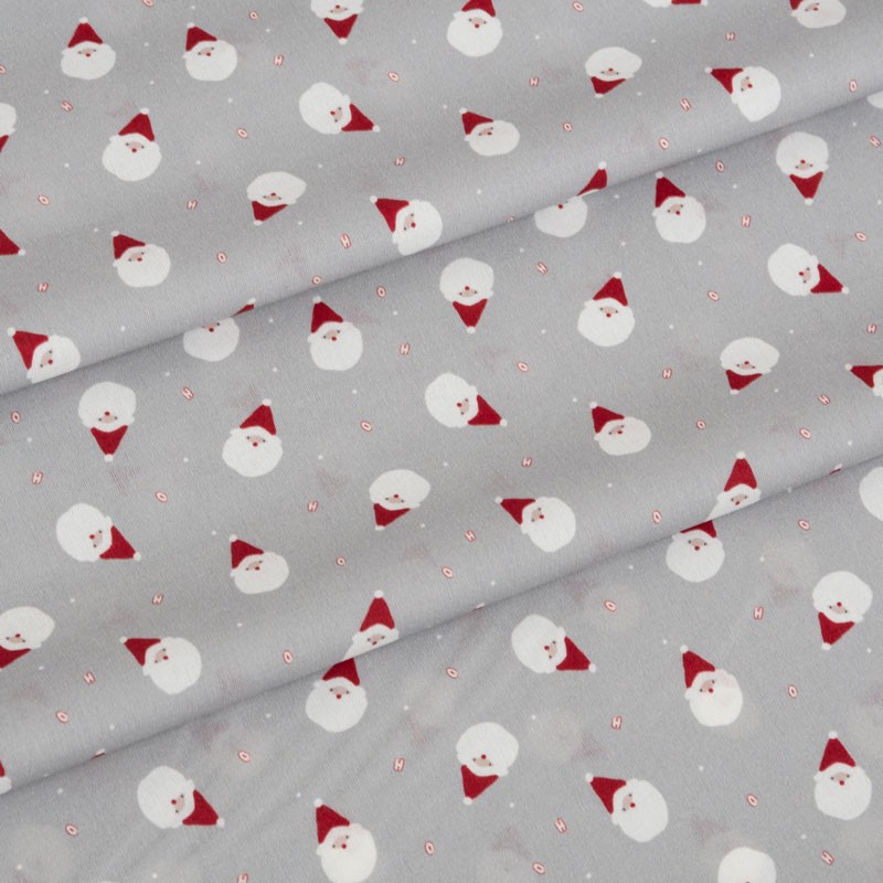 Tissu-coton-Bio-gris-père-Noël