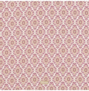 Tissu coton Bio rose fleurs rétro