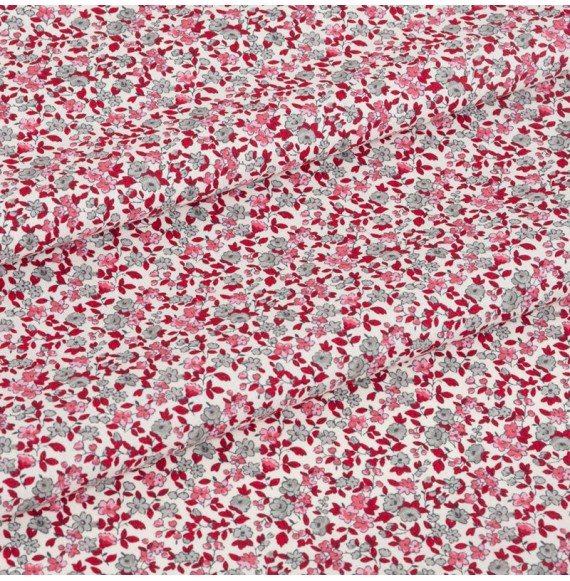 Tissu-coton-fleuri-rose