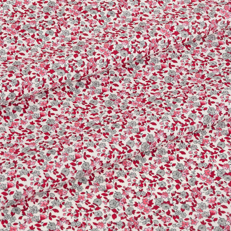 Tissu-coton-fleuri-rose