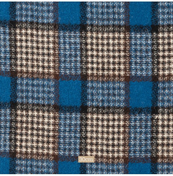 Tissu laine vintage carreaux bleu