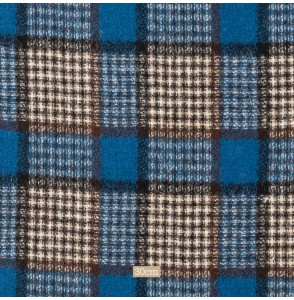 Tissu laine vintage carreaux bleu