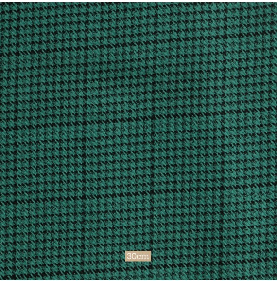 Tissu laine vintage pied de poule vert