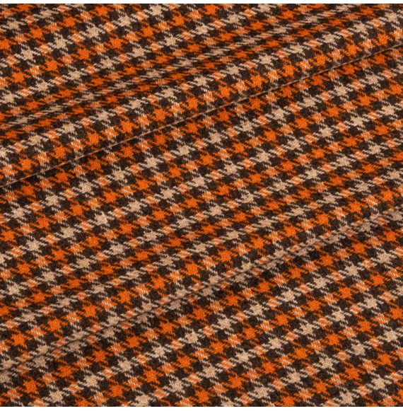 Vintage-stof-in-wol-met-klein-ruitje-bruin-oranje