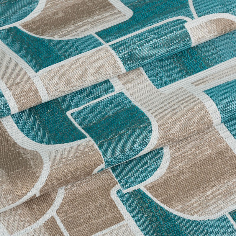 Tissu-280cm-jacquard-géométrique-turquoise