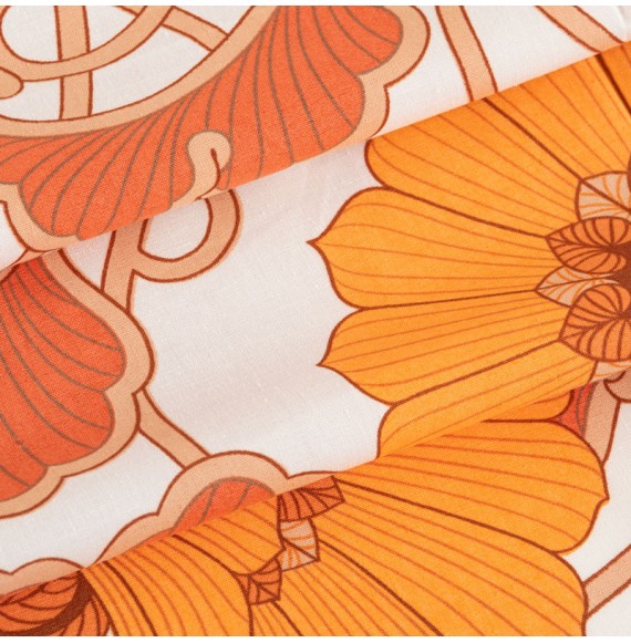 Tissu-vintage-authentique-art-nouveau-fleuri-orange