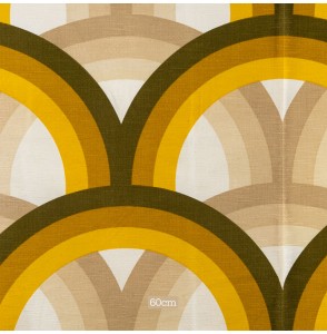 Tissu vintage authentique géométrique beige et kaki