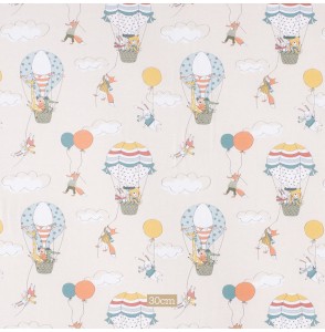 Tissu-coton-beige-animaux-en-montgolfière