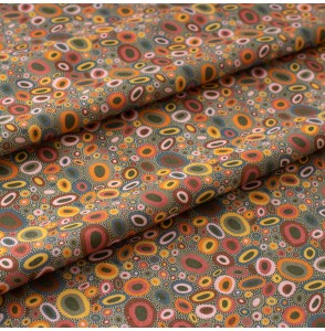 Tissu-coton-vert-motif-aborigène