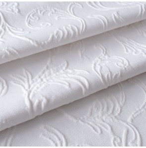 Tissu-270cm-piqué-de-coton-et-polyester-blanc-arabesque