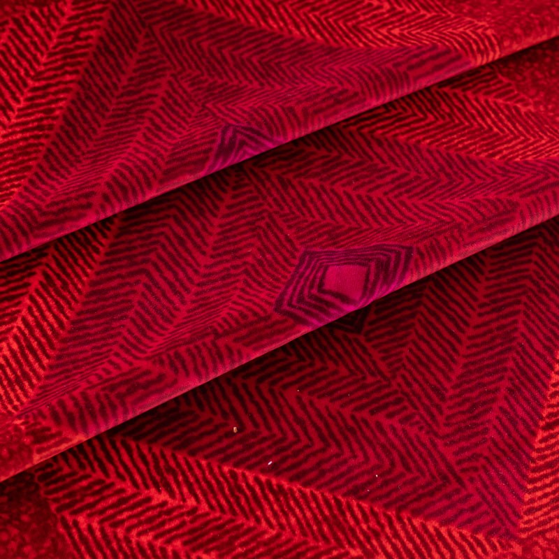 Fluwelen-stof-Vintage-80-cm-rood-met-paarse-ruit