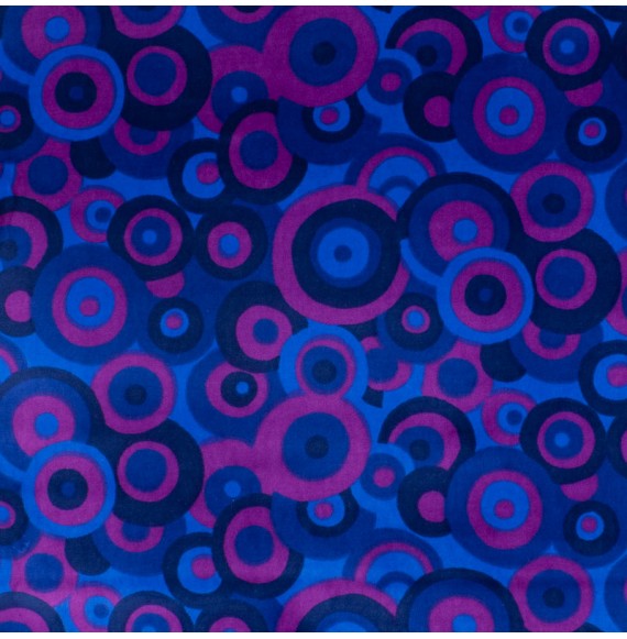 Tissu-velours-vintage-80cm-bleu-cercle-mauve