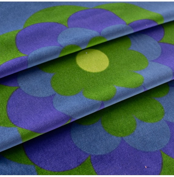 Fluwelen-stof-Vintage-40-cm-met-bloem-blauw-en-groen