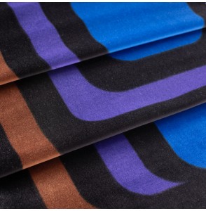 Fluwelen-stof-Vintage-40-cm-zwart-geometrisch-motief-blauw-en-paars