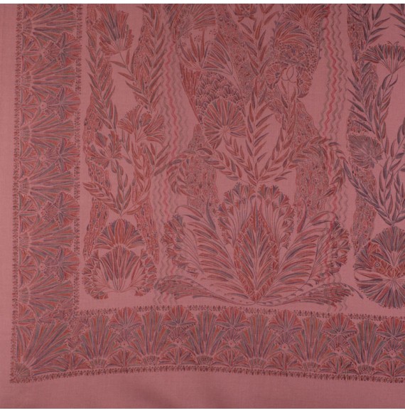 Tissu-panneaux-laine-et-soie-vieux-rose-végétal