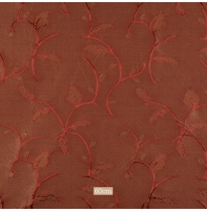 Tissu-jacquard-soie-coton-rouge-amarante-feuillage