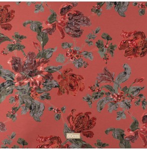 Tissu-coton-lin-rouge-grandes-fleurs