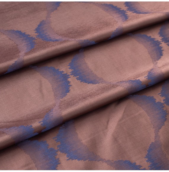 Tissu-lin-polyamide-ondes-brun-et-bleu