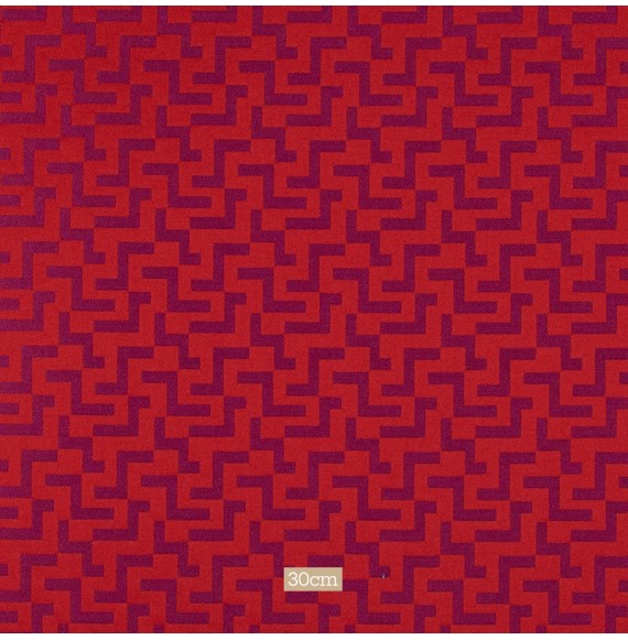 Jacquard-stof-met-geometrisch-motief-rood