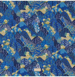 Tissu-viscose-bleu-paysage-fleuri-japonais