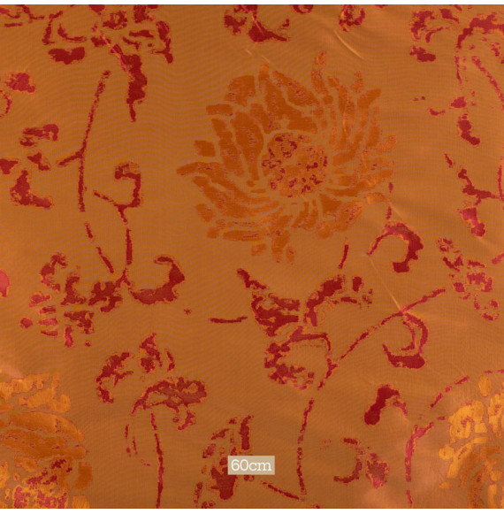Oranje-en-rode-jacquard-zijden-tafzijde-meubelstof