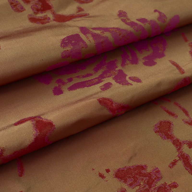 Tissu-ameublement-taffetas-de-soie-jacquard-rose-et-vert