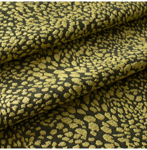 Tissu-ameublement-velours-chenille-vert-motif-aspect-léopard